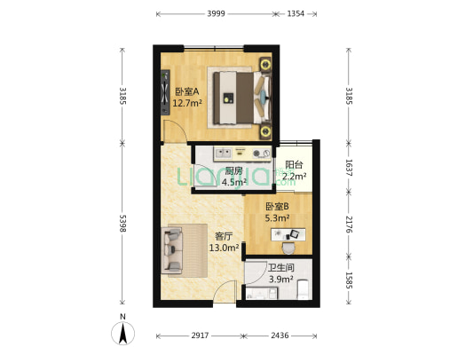 金象泰温馨家园 2室1厅1卫 59平方