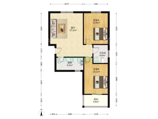 金阳瑞景小区交通便利，生活舒适，环境好-户型图