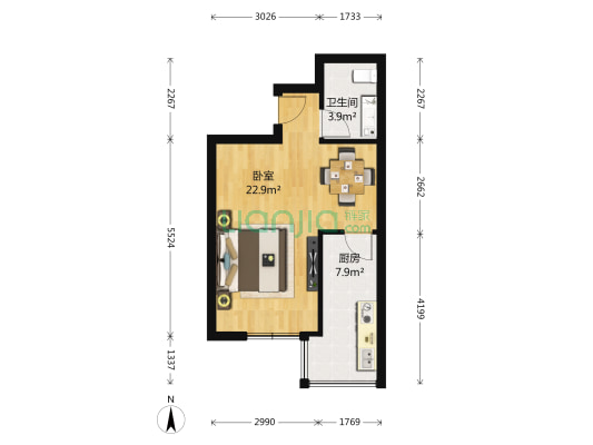 泉水人家幸福里 1室0厅1卫 50平方