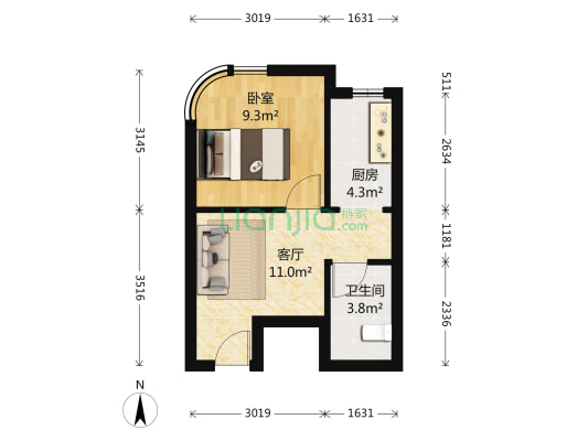 御园 1室1厅1卫 40平方