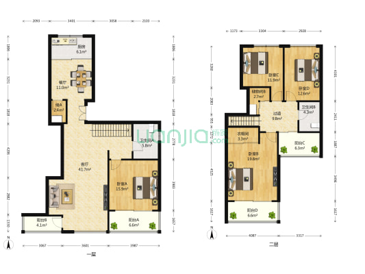 山水人家白沙岛 4室2厅2卫 186平方