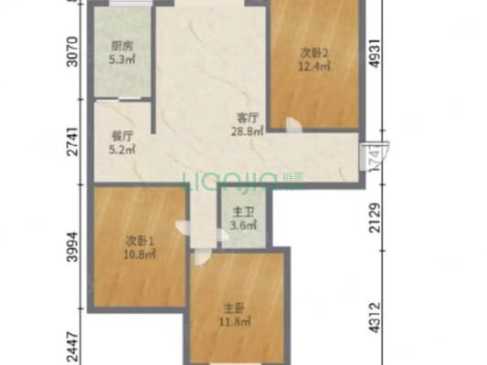 云湖湾 电梯高层 2023年新装三居室 带家具家电 拎包住-户型图