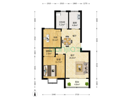 慧华东苑 2室2厅1卫 82平方