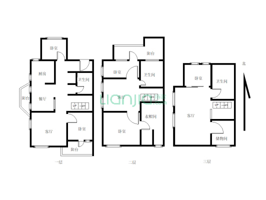新城区 中天御园3+4+5叠拼别墅 精装修-户型图