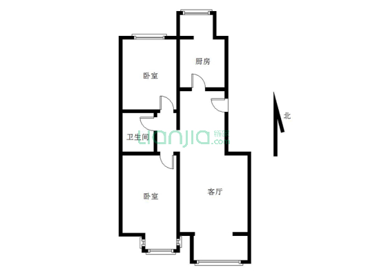 精装南北通透大两居，中高楼层，采光好-户型图