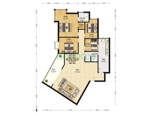 宏福俊悦大厦 4室1厅2卫 185平方