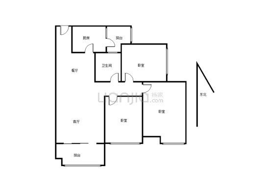 十河字小区两室两厅采光好位置好，是住家的理想位置-户型图