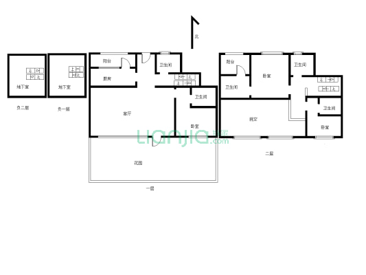 ZY公园南品质叠拼别墅，3+1结构，带50平花园-户型图