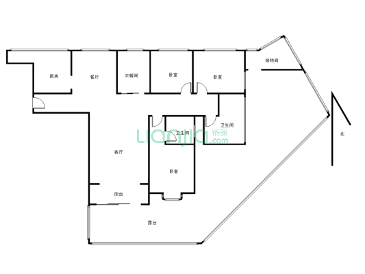 蔚蓝星城 精装 大平台 3室2厅2卫 商品房-户型图