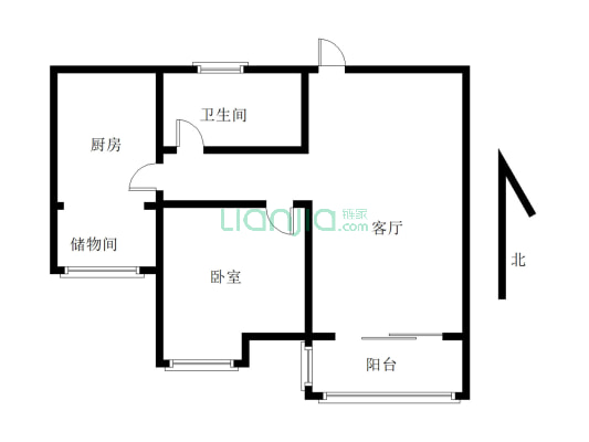 丹阳碧桂园 中上层68平1室2厅 精装修 拎包入住-户型图
