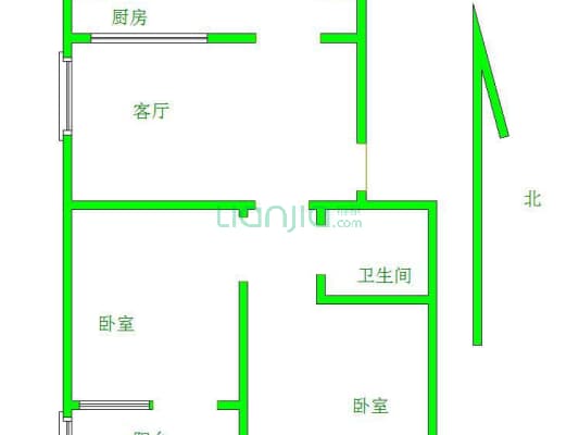 稻香村 2室2厅 南-户型图