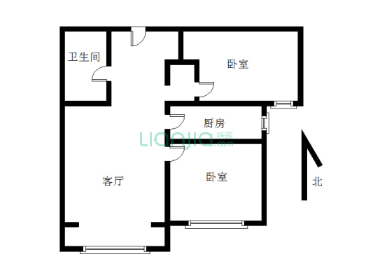 K2狮子城北区 2室1厅 南-户型图