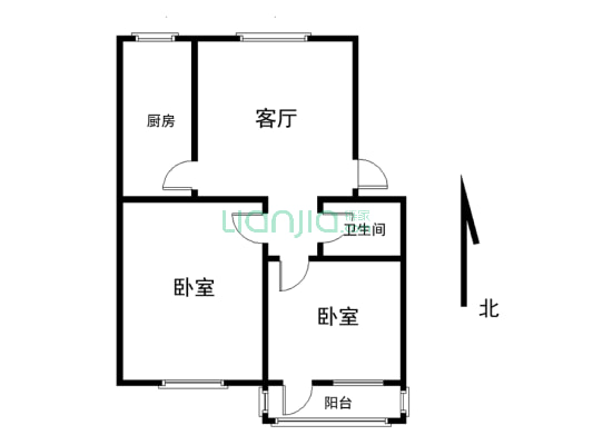 田选社区 2室1厅 南-户型图