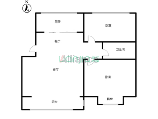 火车站 南北通透两居，户型好，业主诚心出售-户型图