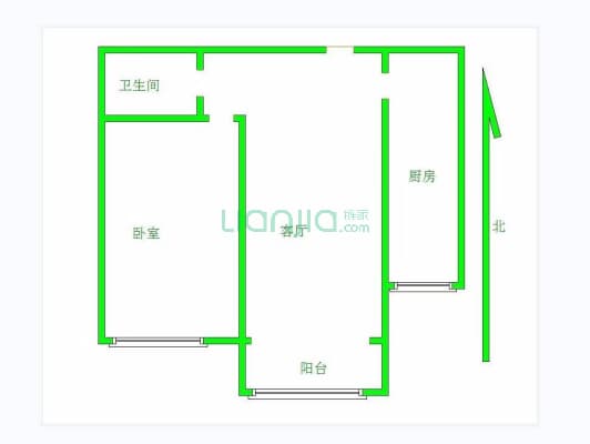 昭华锦城B区 1室1厅 南-户型图