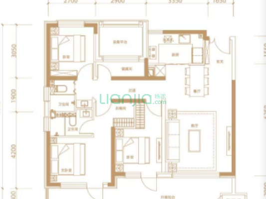 户型方正采光全天     全明格局-户型图