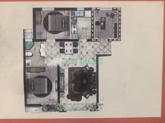 北京界南北通透两居加一居，门口838车站，户型好。-户型图