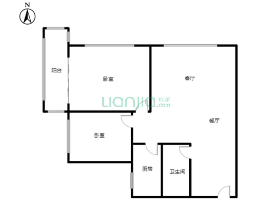 范阳公寓 精装两居，家具家电齐全拎包入住-户型图