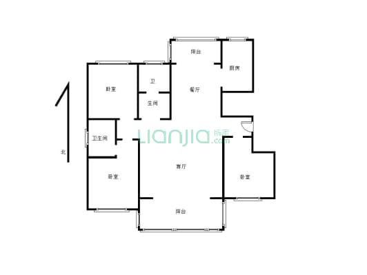 海林哈根城3室2厅2卫视野开阔，中间楼层，采光无遮挡-户型图