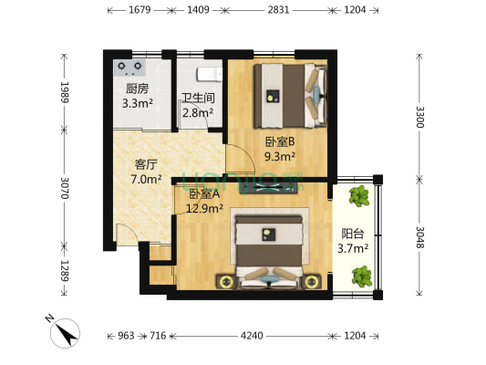 沿河五村 2室1厅1卫 51平方