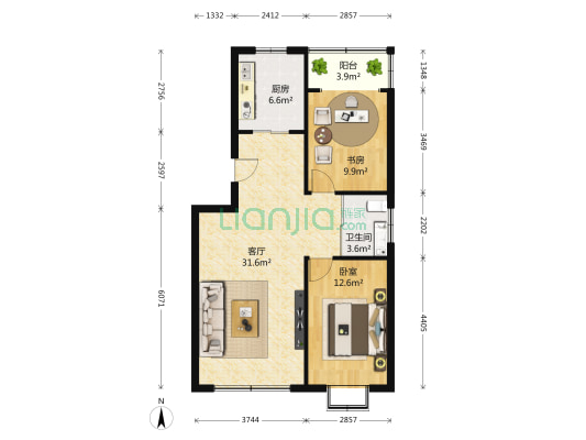 五矿万泉公元 2室1厅1卫 96平方