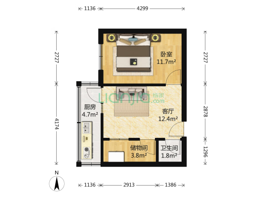 王家塘街6号 1室1厅1卫 38平方