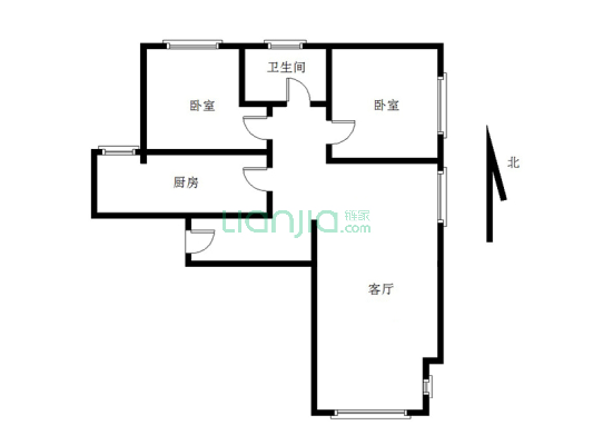 南北通透2居 明厨明卫 东户 餐厅带窗 次次顶层 本满二-户型图