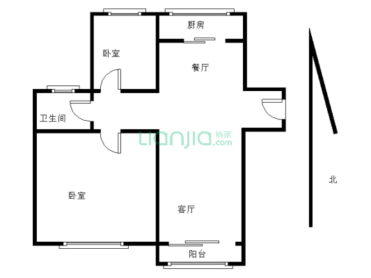 奧蘭天和家園 2室2厅 84平米-户型图