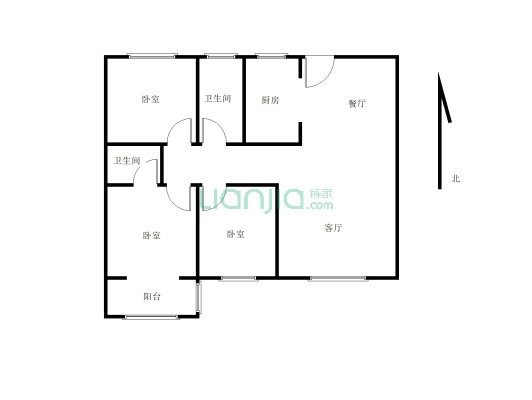城投花园小区三室两厅两卫  中间楼层适合长期居住-户型图