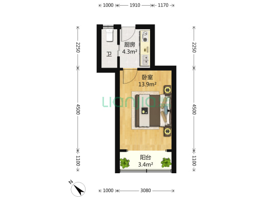 西宝兴路949弄 1室1厅1卫 31平方