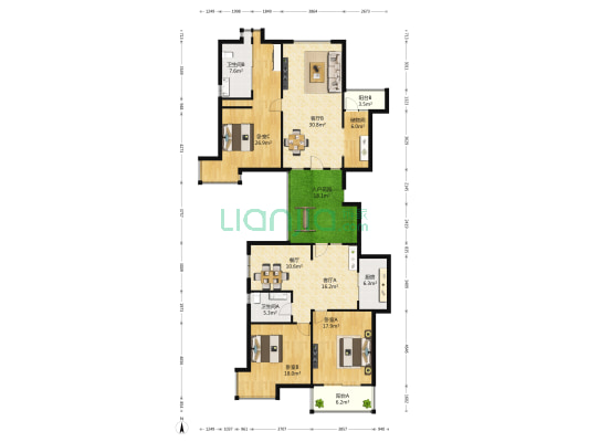 魅力万科城一区 3室3厅2卫 195平方