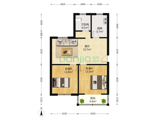 新黄路11弄 2室1厅1卫 87平方