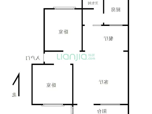 平安小区六号院 2室2厅 南 北-户型图
