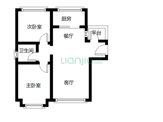 中船涿州府 2室2厅 南 北-户型图