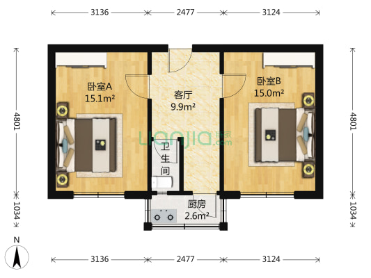 倚虹中里 2室1厅1卫 39平方