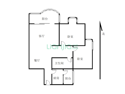 遂宁花园未来城 2室2厅 东南-户型图