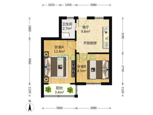 新北小区 2室1厅1卫 48平方