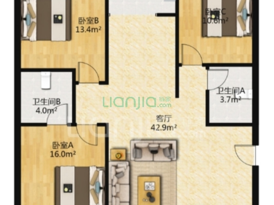 配套齐，交通便利，德信公园，双高速路口，高铁东站-户型图