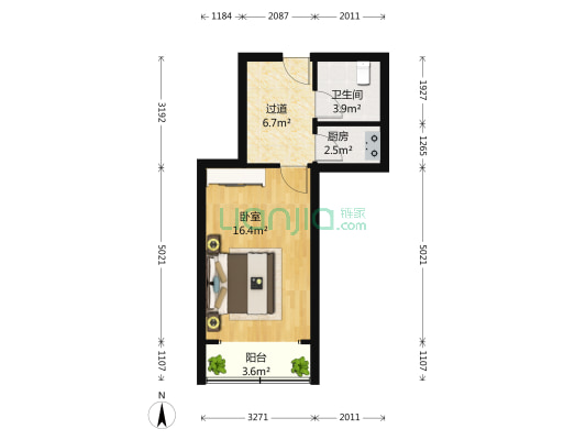 鲁迅路（寺儿沟商圈） 1室0厅1卫 47平方