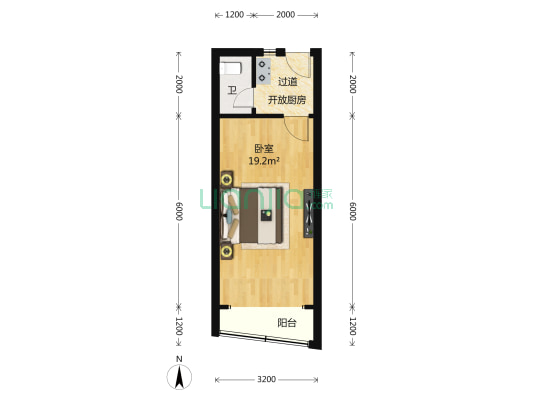 岚皋西路45弄 1室0厅1卫 32平方