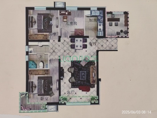 三利中和城一期 3室1厅 南 北-户型图