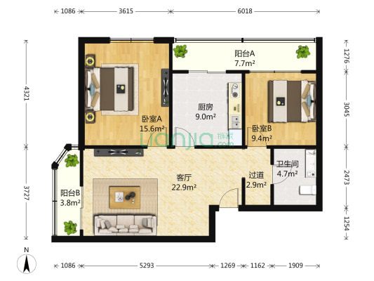 白纸坊西街 2室1厅1卫 96平方