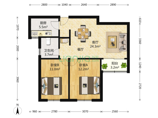 星金家园 2室1厅1卫 82平方