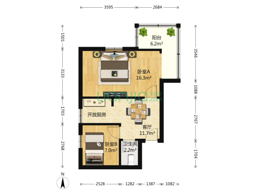 武学园小区 2室1厅1卫 58平方