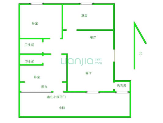 锦绣鑫城二期 3室2厅 南 北-户型图