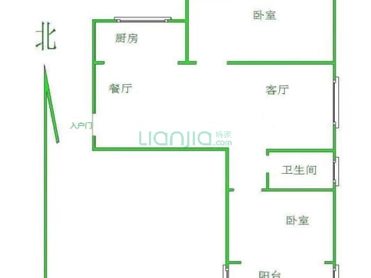 昭华锦城B区 2室2厅 南 北-户型图