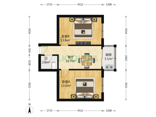 八十中周家街 2室1厅1卫 60平方