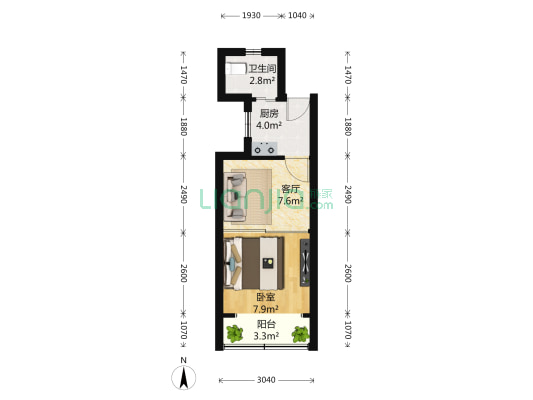 通阁路135弄 1室1厅1卫 34平方