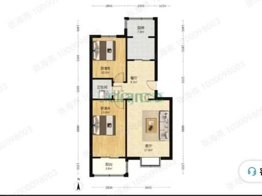 华阳路上楼龄新的板楼社区 一梯两户-户型图
