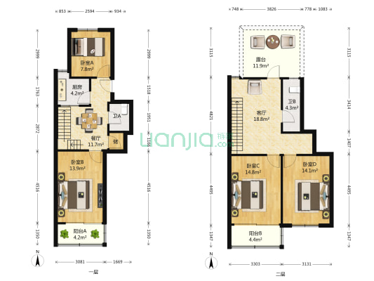 锡惠里住宅小区 4室2厅2卫 123平方